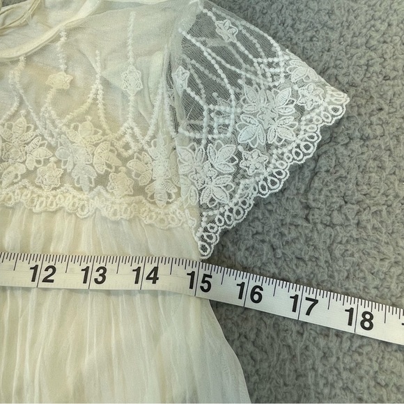 VIA SIGNORIA Top Womens S Ivory 100% Silk Lace Trim‎ Lined  Fairy Italy Made NEW - Picture 13 of 16
